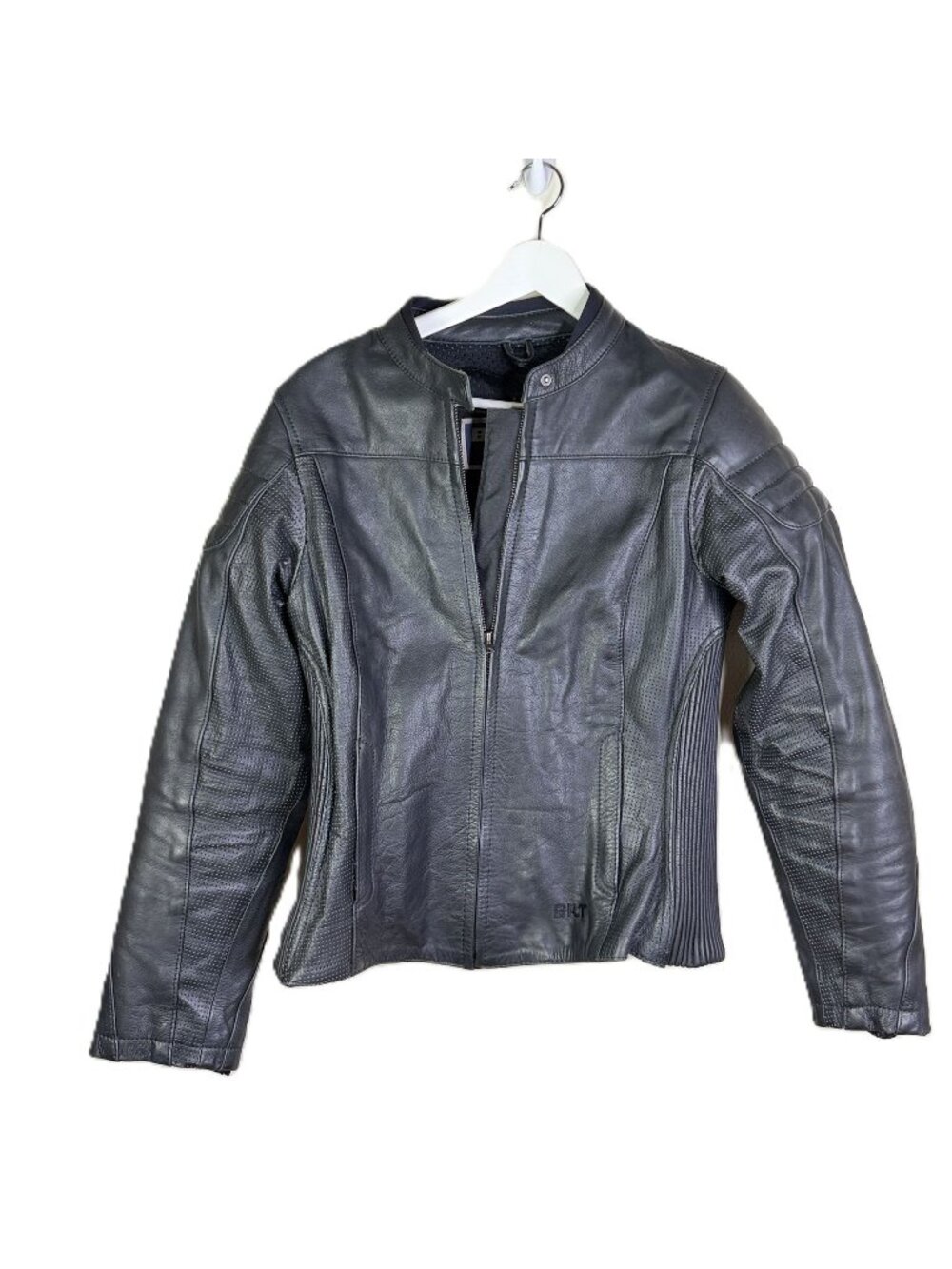 Bilt Women's Black Leather Motorcycle Jacket, Perforated Sides, Size XL